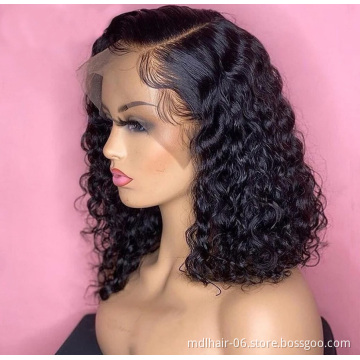 Short Curly Bob Lace Front Human Hair Wigs With Baby Hair Brazilian 13x4 Lace Front Wig For Women Deep Wave Wig Pre Pluck